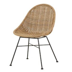 Silla ratán sintetico natural negro 52x62x84 cm