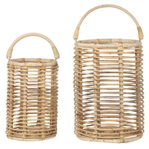 Set 2 faroles ratán 25x25x40 / 35x35x50 cm